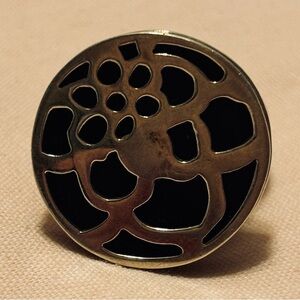 SLIPIDA STERLING SILVER RING WITH BLACK INTERCHANGEBLE DISK SIZE 8/9